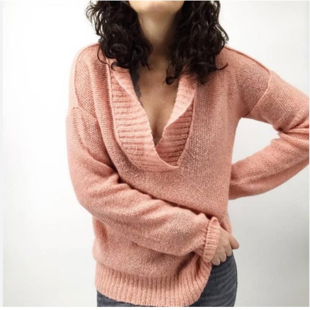 J. Crew Dolce Shawl-collar Popover Pink Sweater